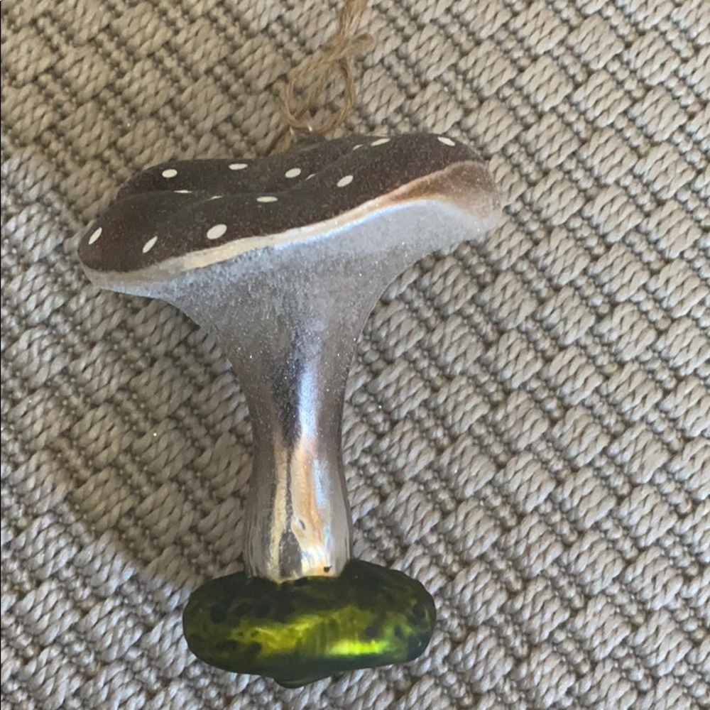 Mushroom Christmas Ornament. Glass. NWOT